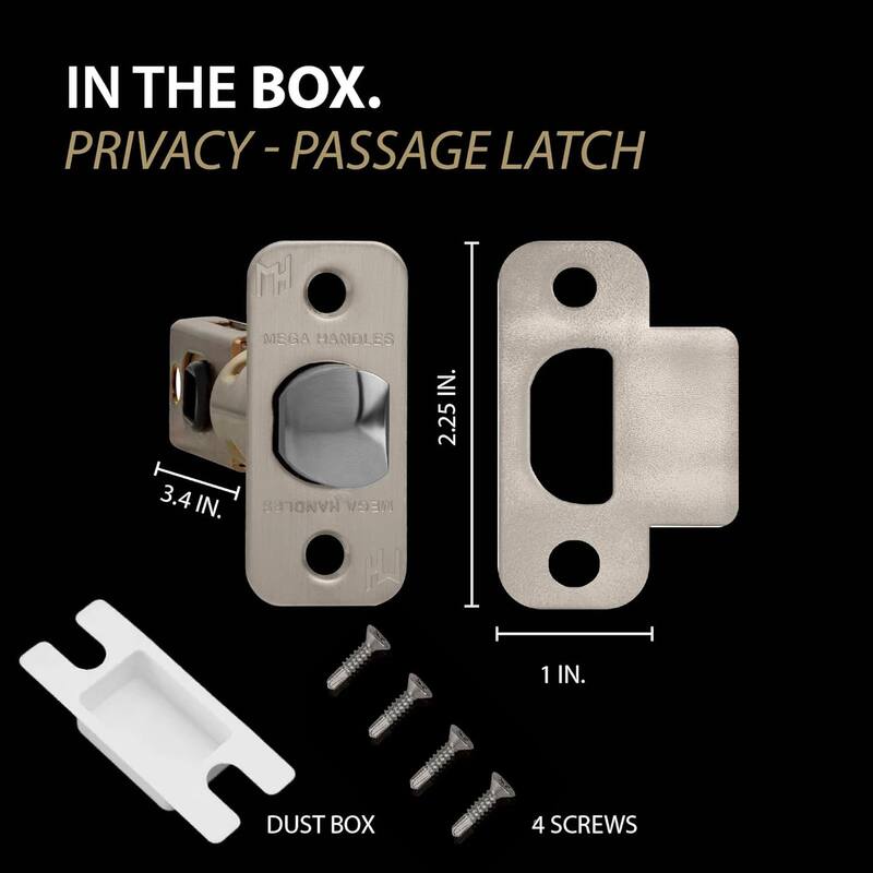 Mega Handles 2-Way Adjustable Door Latch | Universal Half Moon Spindles | For Hidden & Interior Door Lock Systems