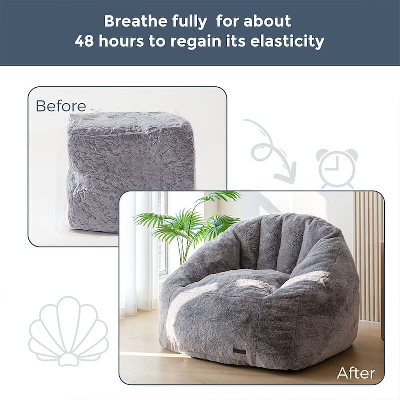 Giant Bean Bag Chair,Shell-Shaped Oversized Bean Bag Chair with Fille