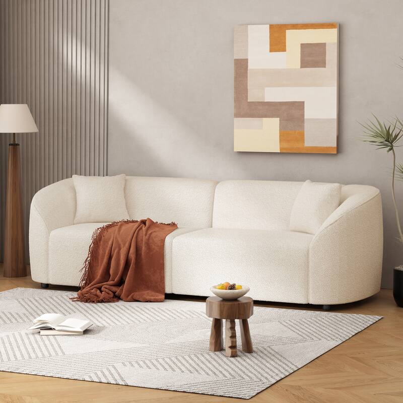 87" Curved Contemporary Sofa in Beige: Plush Seating, Streamlined Design, and Durable Frame - Ideal for Stylish Living Spaces