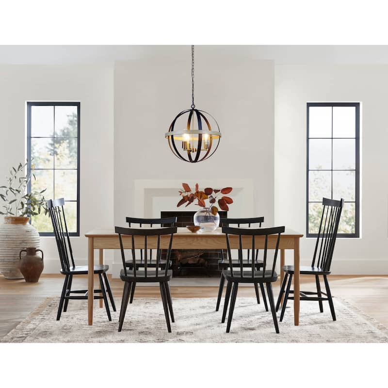 Farmhouse 3-light Matte Black/ Brass Hanging Pendant - Matt Black/ Brass/ Wood