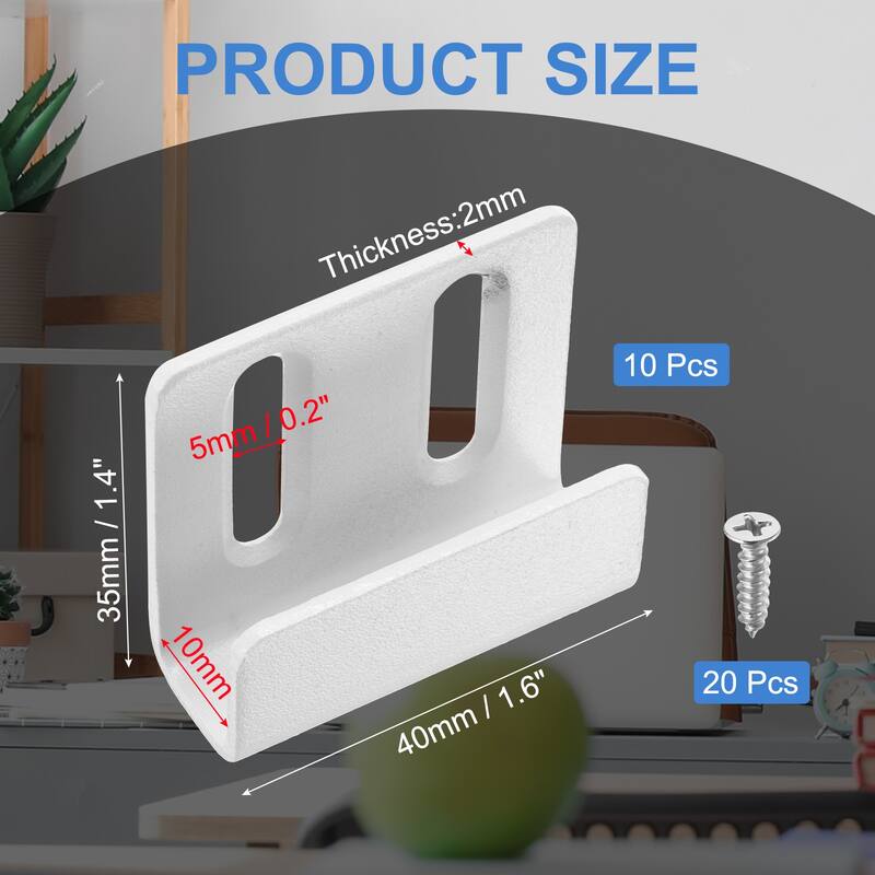 10 Pcs Stainless Steel Tile Hanger, Adjustable Bracket - White - 10mm