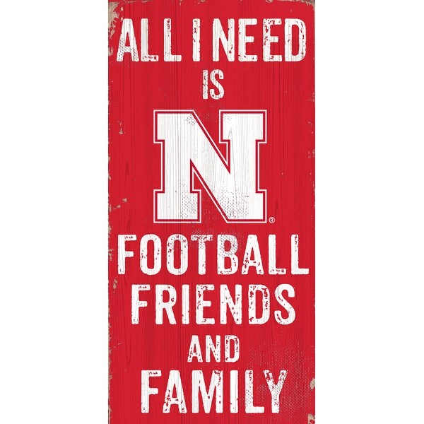 Nebraska Cornhuskers Sign Wood 6x12 Football Friends and Family Design Color. Opens flyout.