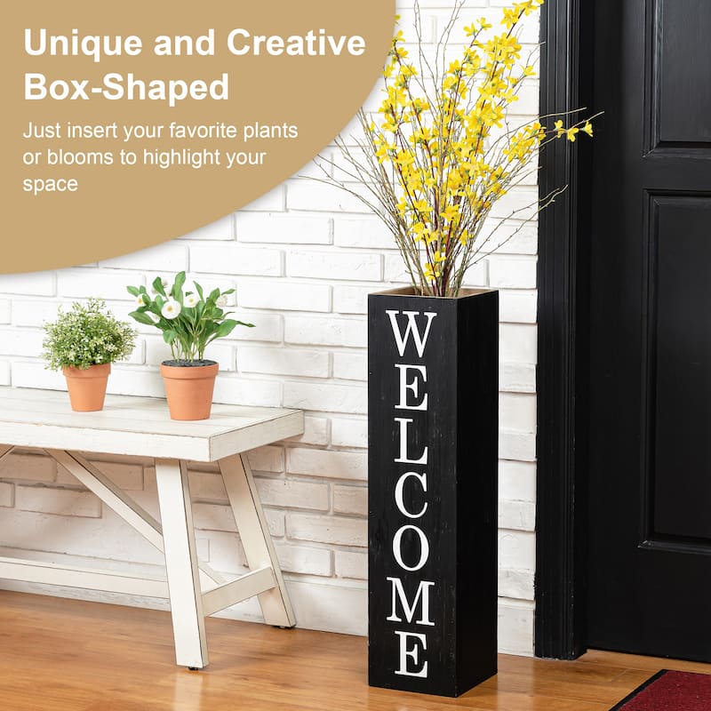 Glitzhome 30"H Rustic Welcome & Home or Welcome & Porch Double Sided Wooden Planter Sign Front Door Decor(2025 Quality-upgraded)