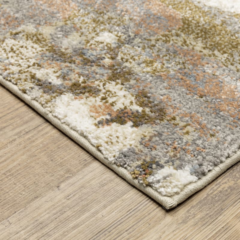 ROW Gemma Contemporary Mottled Abstract Olive/Blue Area Rug