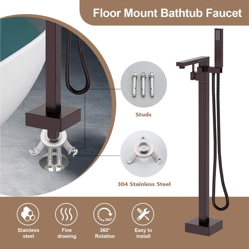 Topcraft Floor Mounted Bathtub Filler with Handheld Showerhead