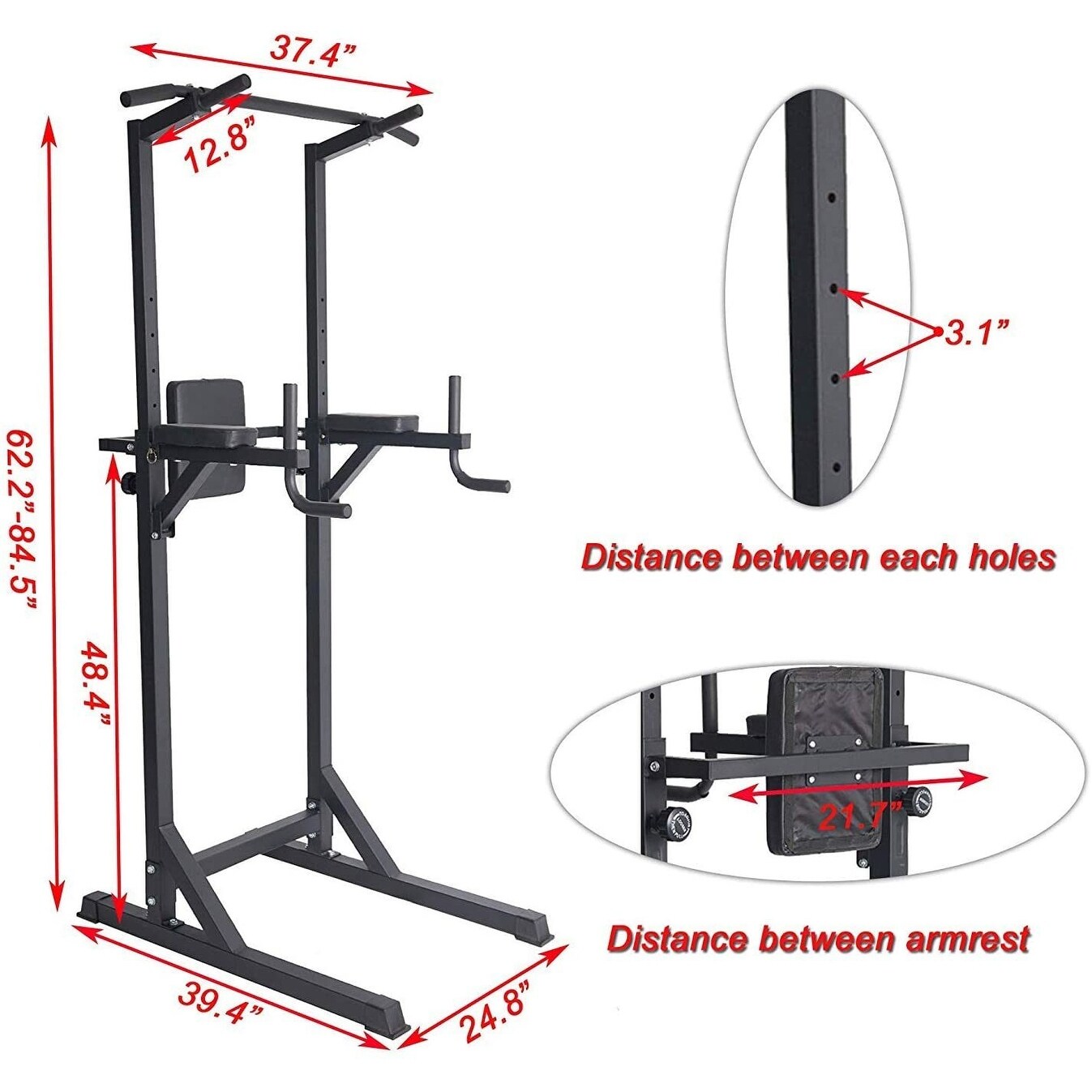 Adjustable Multi Function Strength Training Dip Stand Workout