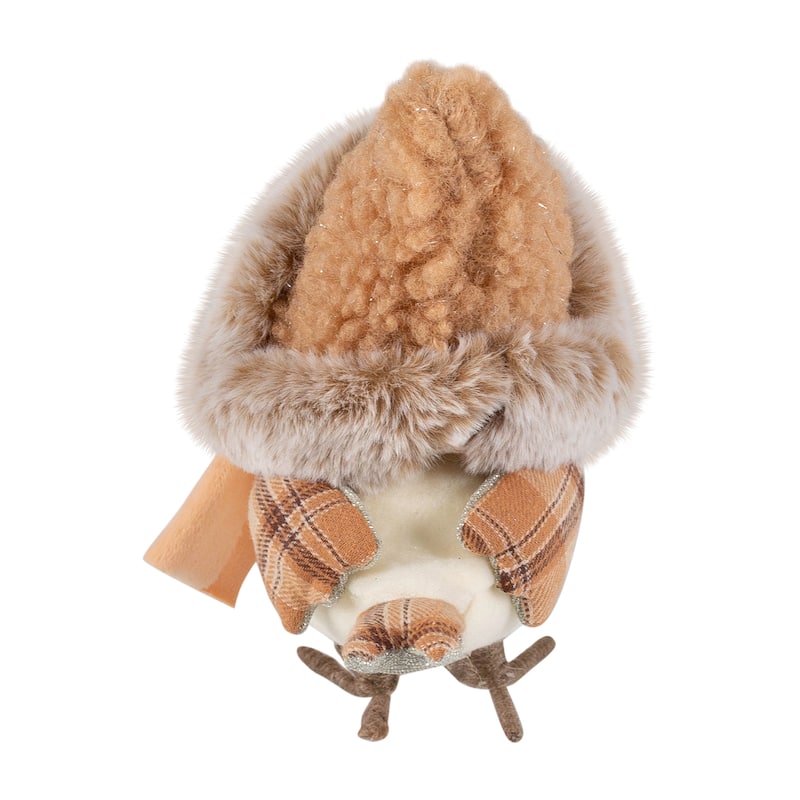 Faux Fur and Plaid Peachy Plush Standing Bird - 7.5"