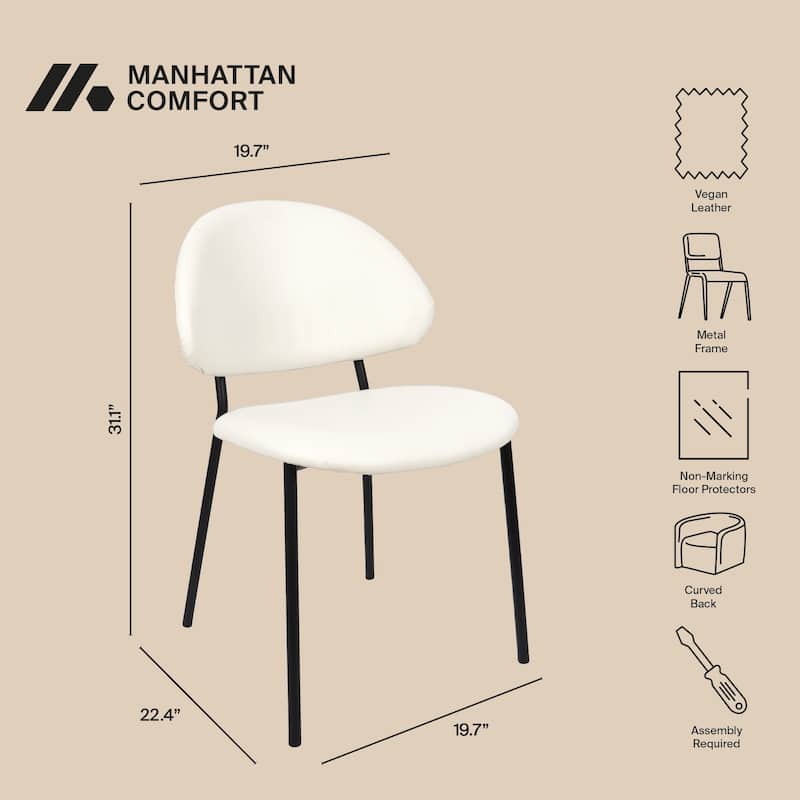 Manhattan Comfort Haven Vegan Leather Metal Side Chair - Set of 4