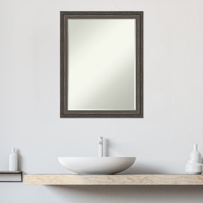Upcycled Half-Inch-Bevel Wood Framed Bathroom Vanity Wall Mirror - Glass Size 18x24