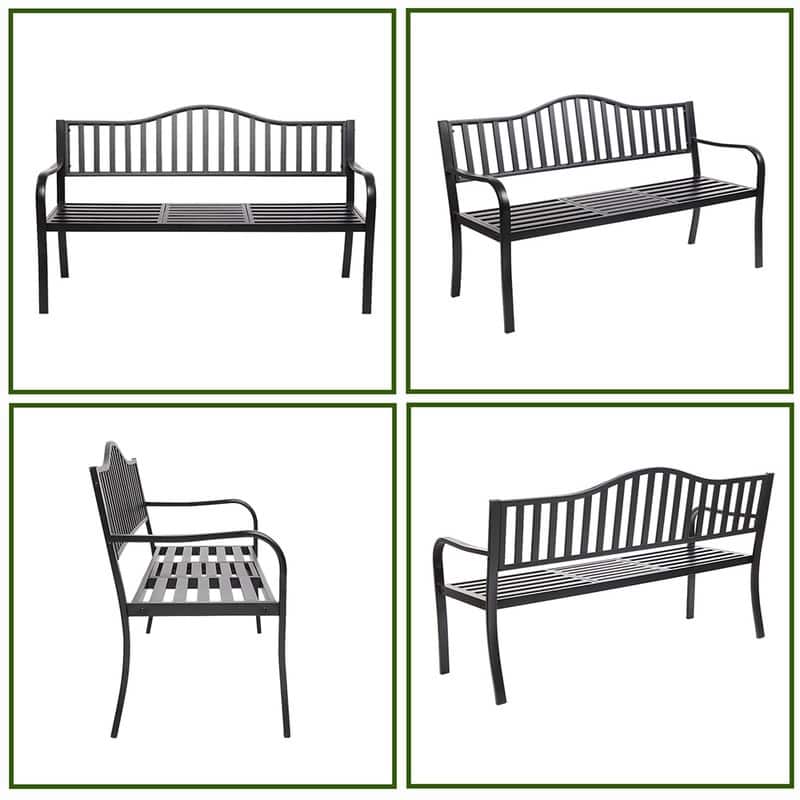 59 in. Outdoor Patio Garden Decorative Cast Iron Bench