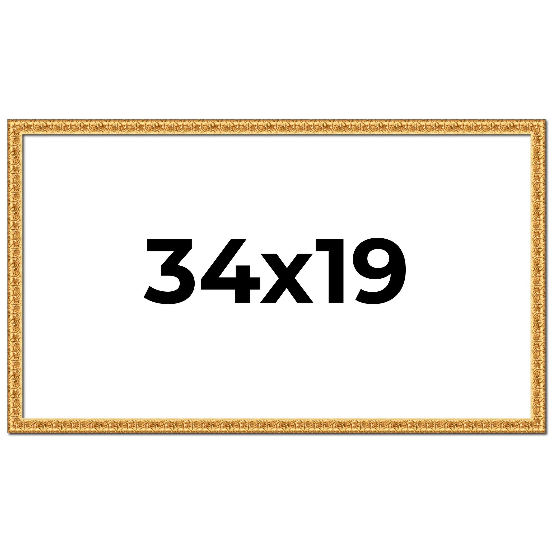 34x19 Frame Gold Real Wood Picture Frame Width 1 inches | Interior