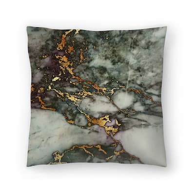 Luxury Green And Gold Glitter Gem Agate And Marble Texture Square - Decorative Throw Pillow