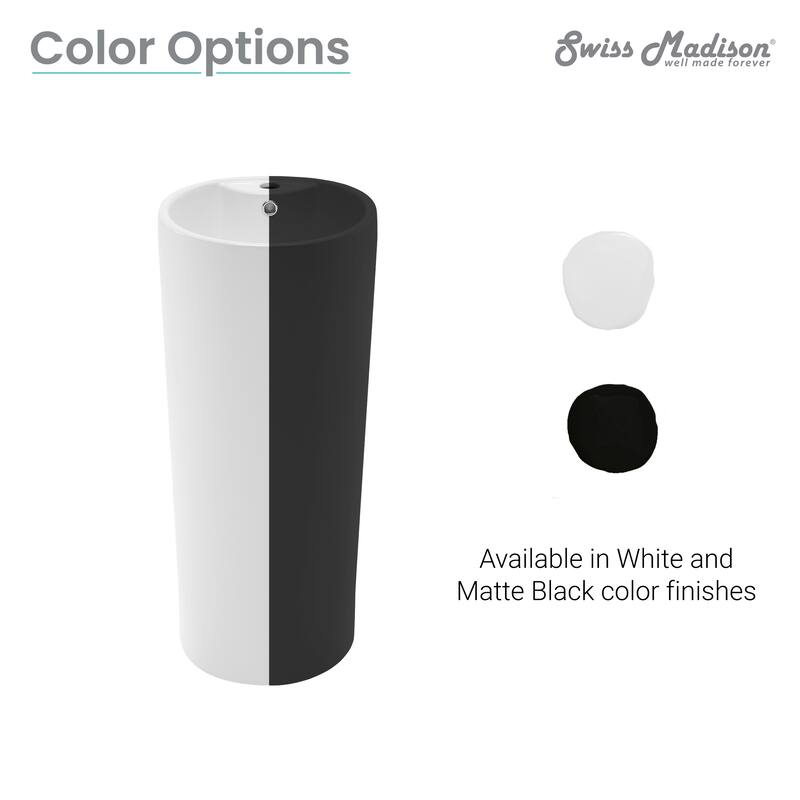 Monaco Circular Basin Pedestal Sink, Matte Black