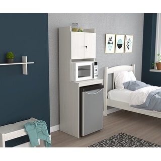 Cabinets With Mini Fridge & Microwave Flanked By Taupe Built In Bink Beds  Design Ideas