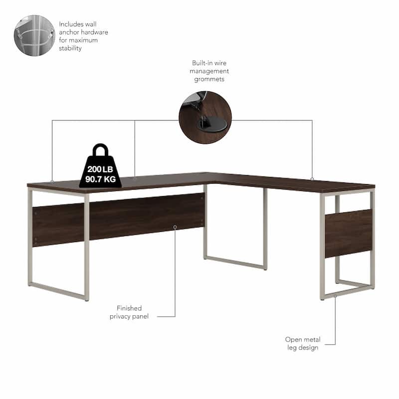 Hybrid 72W L Shaped Table Desk with Drawers by Bush Business Furniture