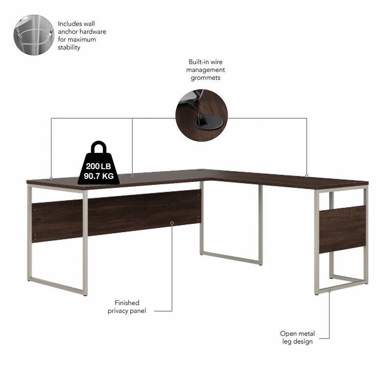 Hybrid 72W x 30D L Shaped Table Desk by Bush Business Furniture