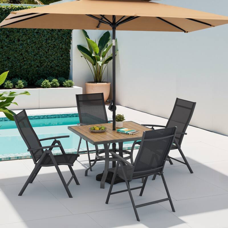 2/4/6-piece Folding Patio Chair Set Outdoor Adjustable Dining Chairs