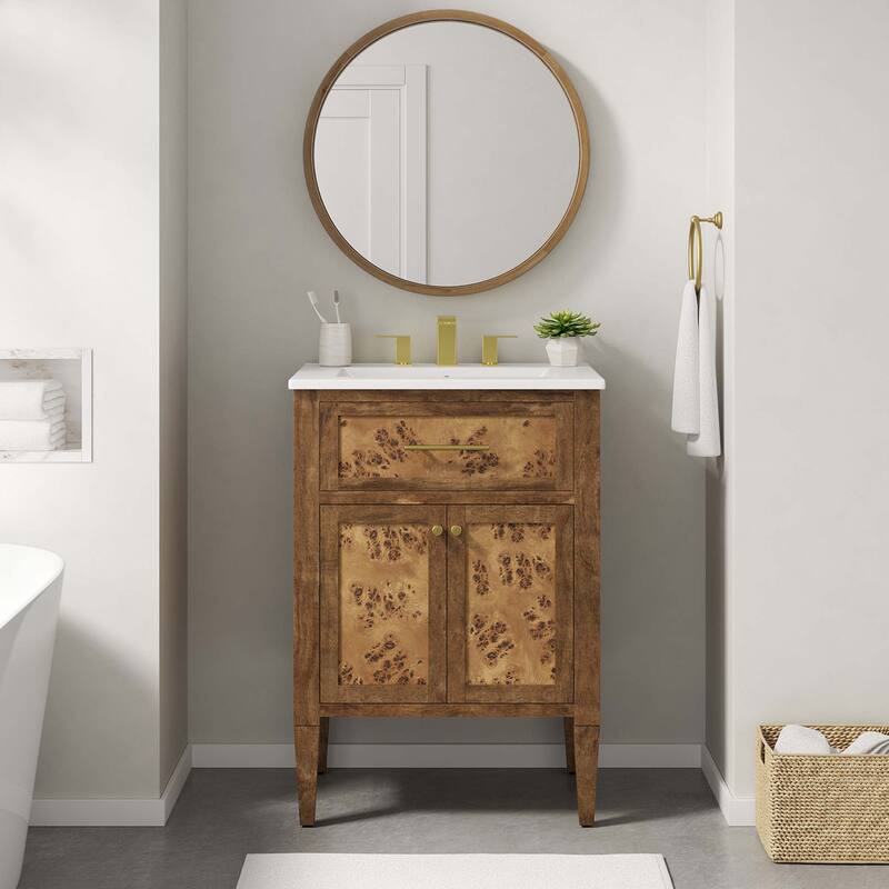 Elysian Bathroom Vanity Basin Included - White Brown - 24"
