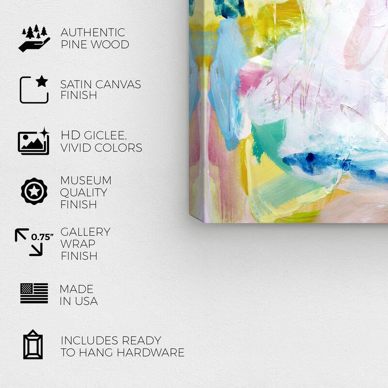 Wynwood Studio Canvas Abstract Colors at the Field White and Light Blue Modern & Contemporary Wall Art Canvas Print