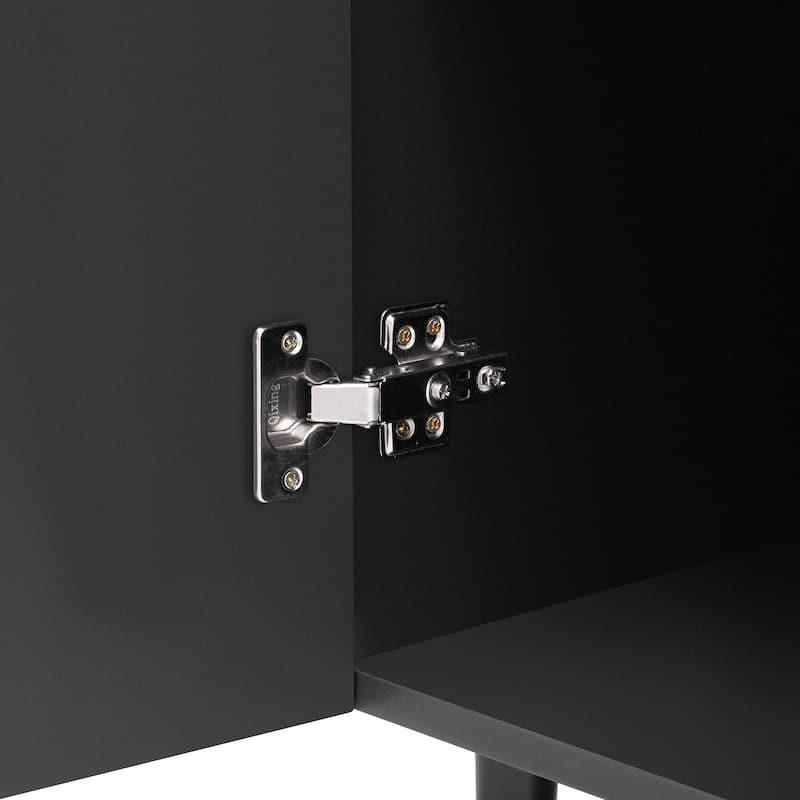 Roomfitters Modern Minimalist Side Cabinet with Adjustable Shelves, Geometric Door Design, Ample Storage, Black