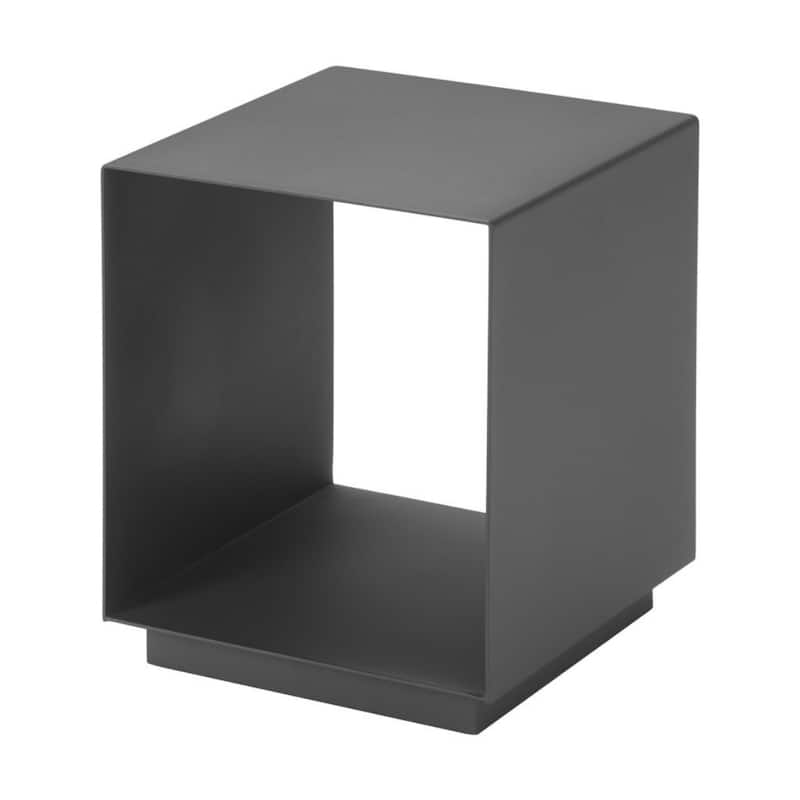 17-Inch Charcoal Aluminum Square End Table with Storage Shelf - 14” x 14” x 16.50”