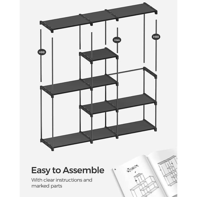 Freestanding Closet Organizer with Adjustable Shelves, Dual Hanging Rods and Storage Drawers