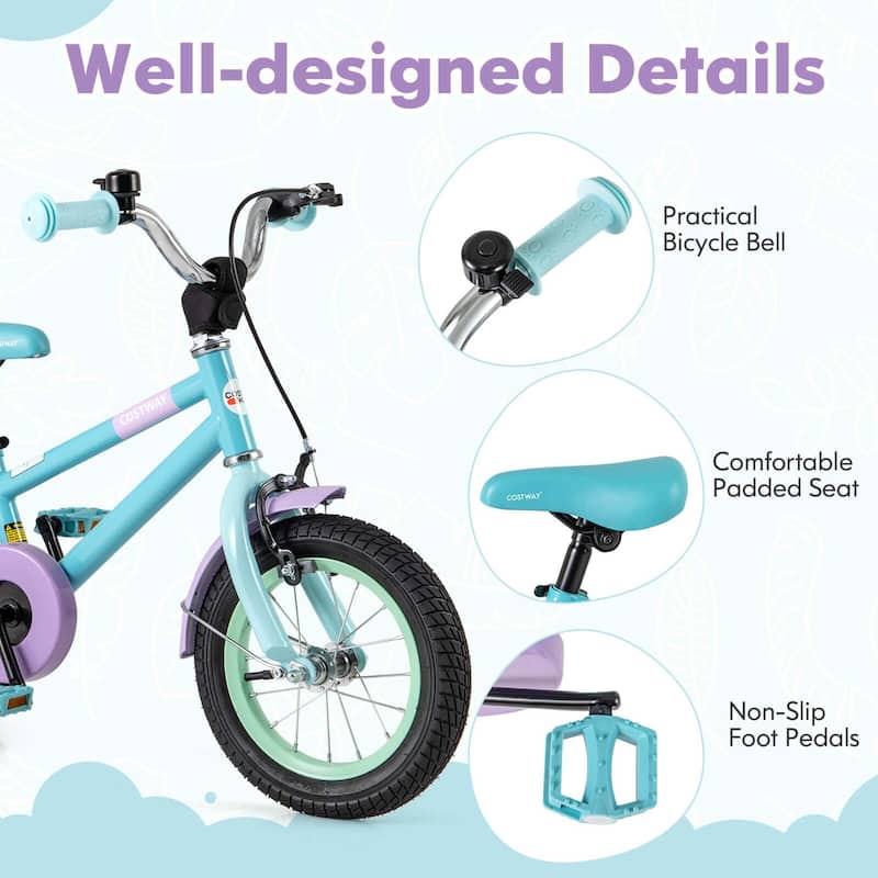 Costway 12" Kids Bike with Adjustable Saddle Handlebar Removable - See Details
