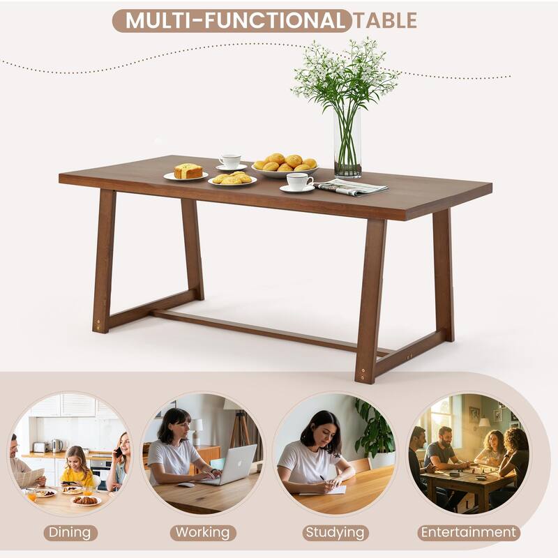 EROMMY Modern Dining Set - 72" Solid Wood Table & 4 Upholstered Chairs