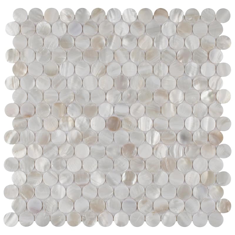 Merola Tile Conchella Mini Penny White 11-1/2" x 11-5/8" Natural Shell Wall Tile