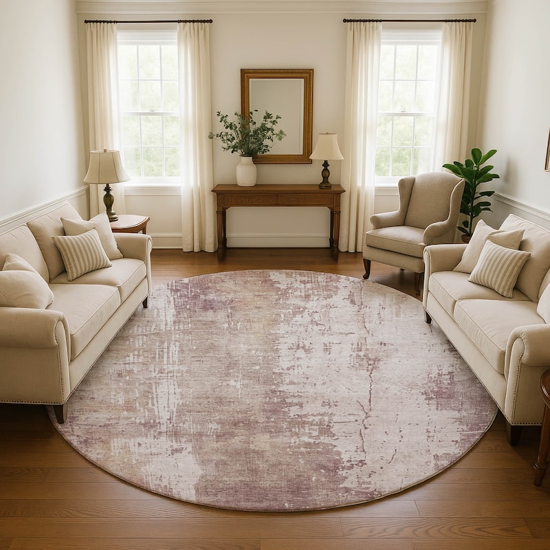 Premium Washable Super Soft Abstract Modern Mayfield Rug - Blush - 8' x 8'