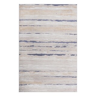 LOOM & LUXE Collection Cream/Ivory/Bordered Non-Shedding Area Rug - 36" D x 24" W x 0.35" H