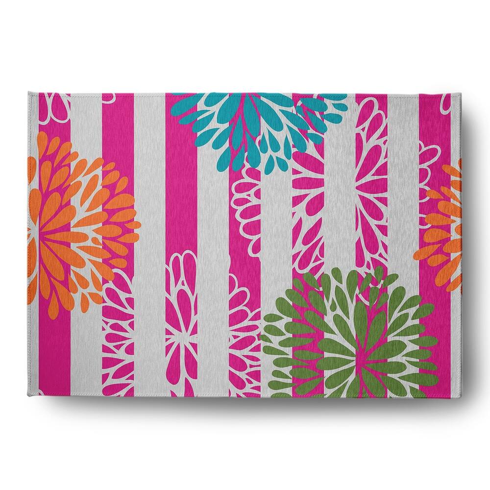 Flower Bursts Spring Chenille Indoor/Outdoor Rug