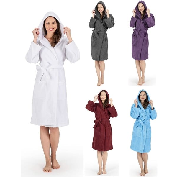 Nine West Hooded Terry Cotton Unisex Bathrobe Collection - On Sale ...