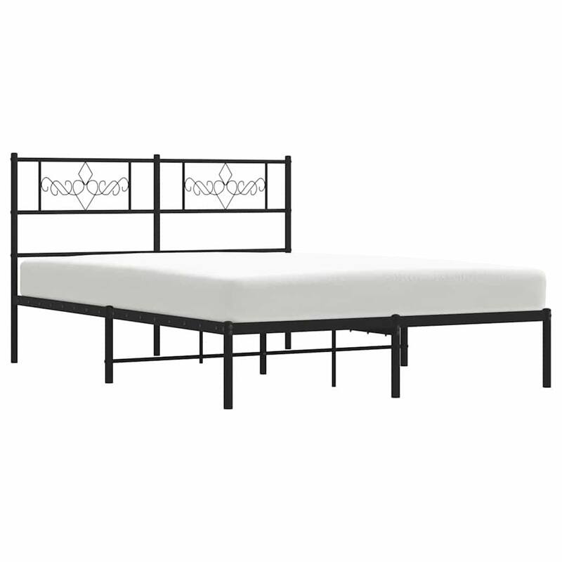 vidaXL 12 Inches Black Queen Metal Bed Frame No Mattress - 81.5" x 61.4" x 35.4"