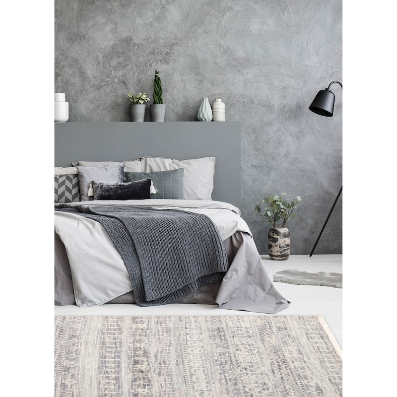 ECARPETGALLERY Hand-knotted Silk Shadow Grey Wool Rug - 3'11 x 5'11