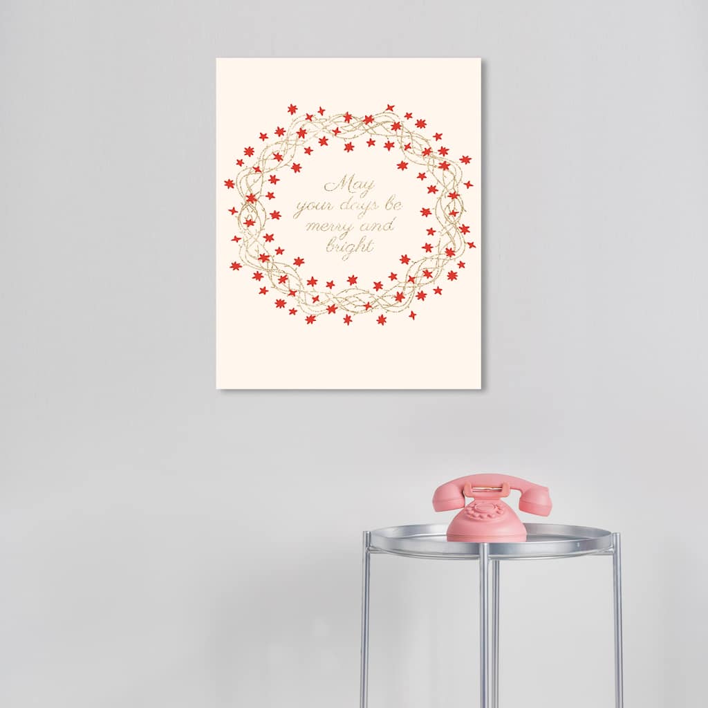 Wynwood Studio Canvas Holiday and Seasonal Merry Bright Days Glitter Red Modern & Contemporary Wall Art Canvas Print