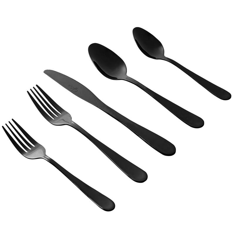Lymm 20 Piece Stainless Steel Silverware set in Black