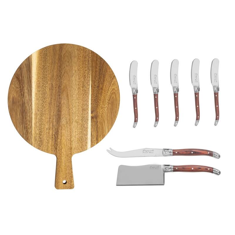 French Home Laguiole Cheese Knives and Spreaders with Pakkawood Handles and Serving Board