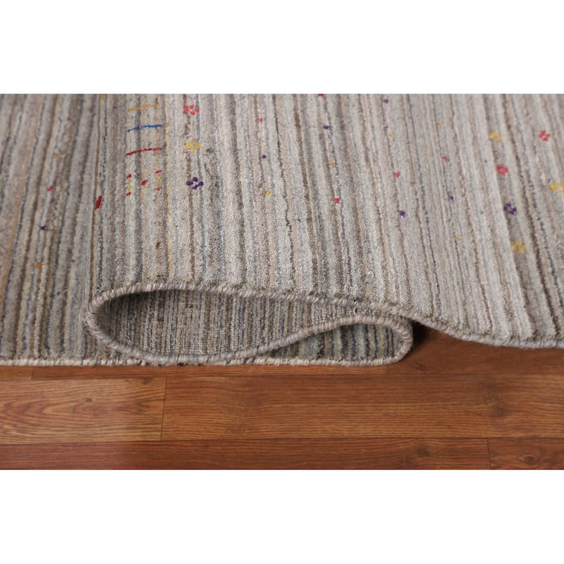 Striped Gabbeh Indian Area Rug Handmade Wool Carpet - 6'0"x 7'11"