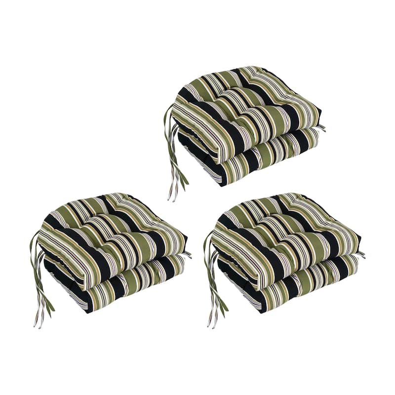 16-inch Rounded Back Tufted Indoor/ Outdoor Chair Cushions (Set of 6) - Eastbay Onyx