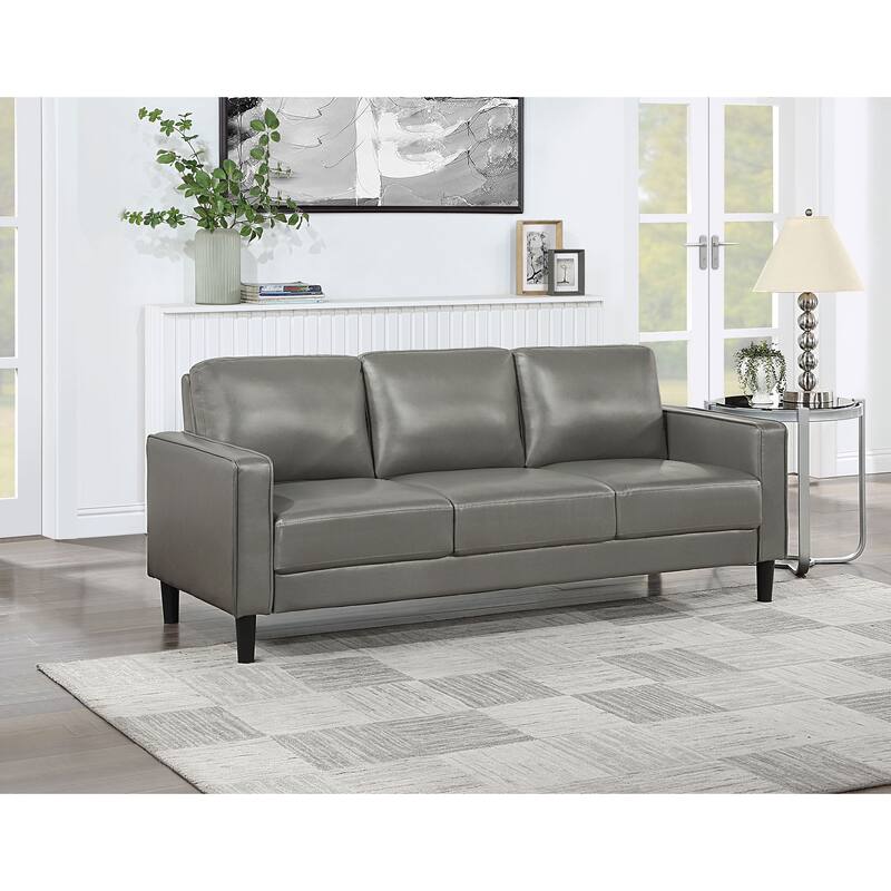 Ruth Modern Leatherette Upholstered Track Arm Sofa