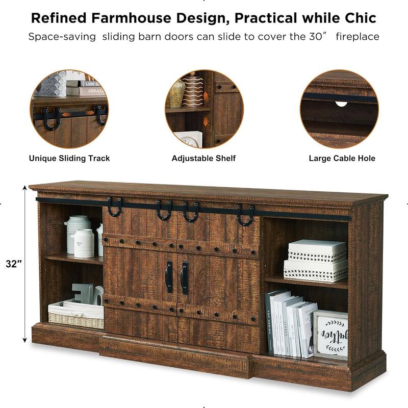 Farmhouse Fireplace TV Stand, Entertainment Center, Media Console