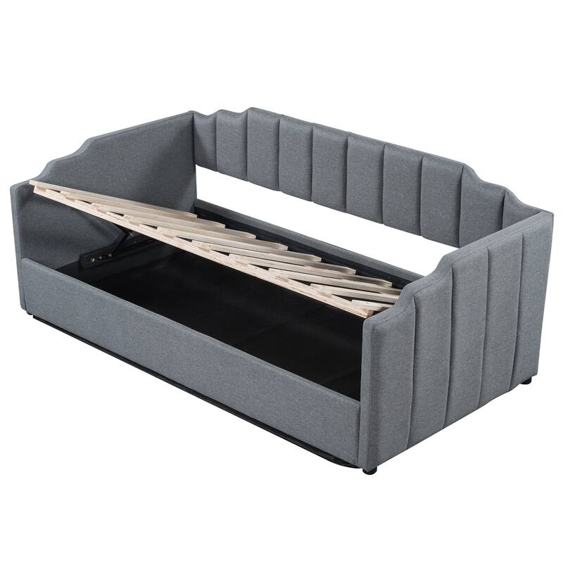 Nestfair Twin Size Upholstered Daybed with Underneath Storage