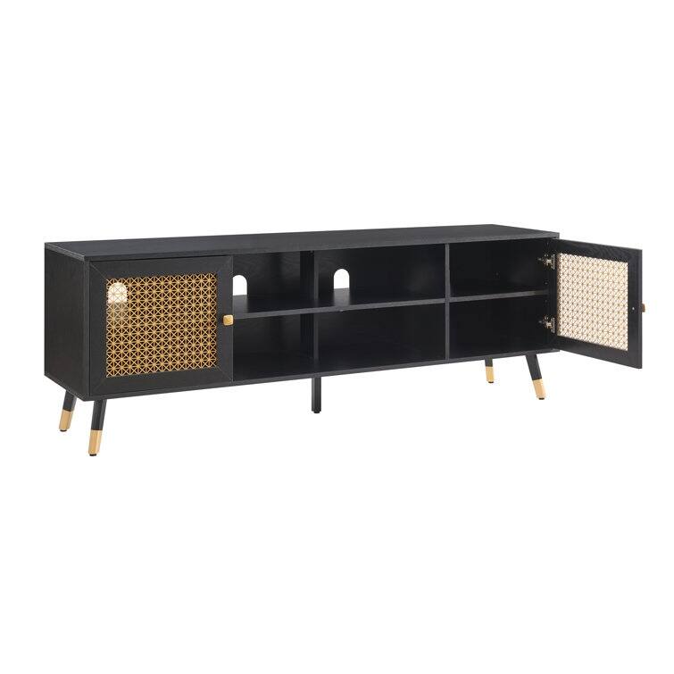 66'' Wood TV Stand Media Console For Tvs Up To 70", Classic Entertainment Center Media Console