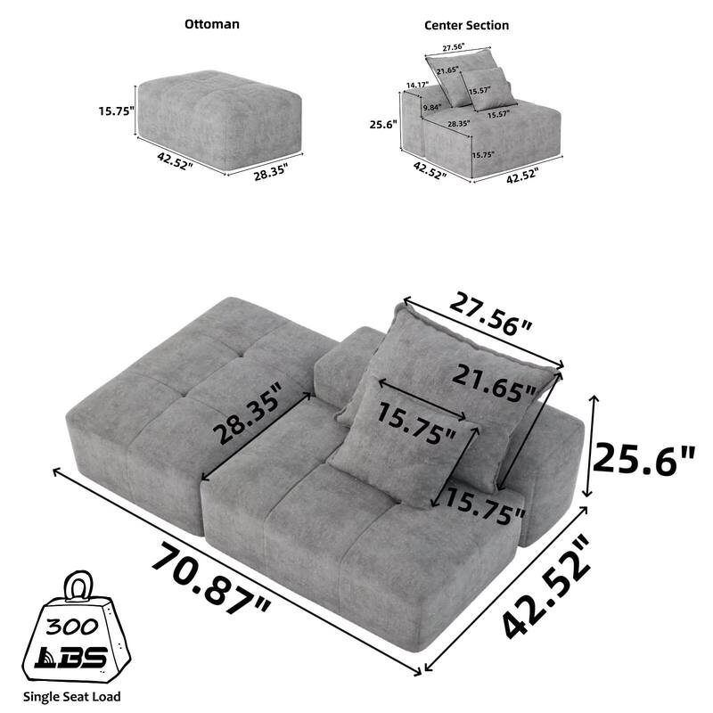 Oversized Modular Sectional Sofa,Sparkling Chenille Fabric,DIY Sofa