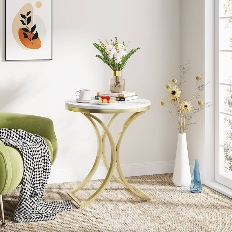 Round Side End Table Living Room, Nightstand for Bedroom