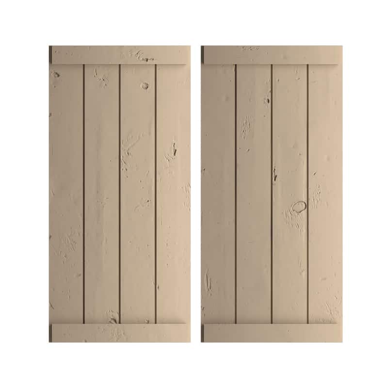 Rustic Four Board Joined BoardnBatten Faux Wood Shutters w/End Batten