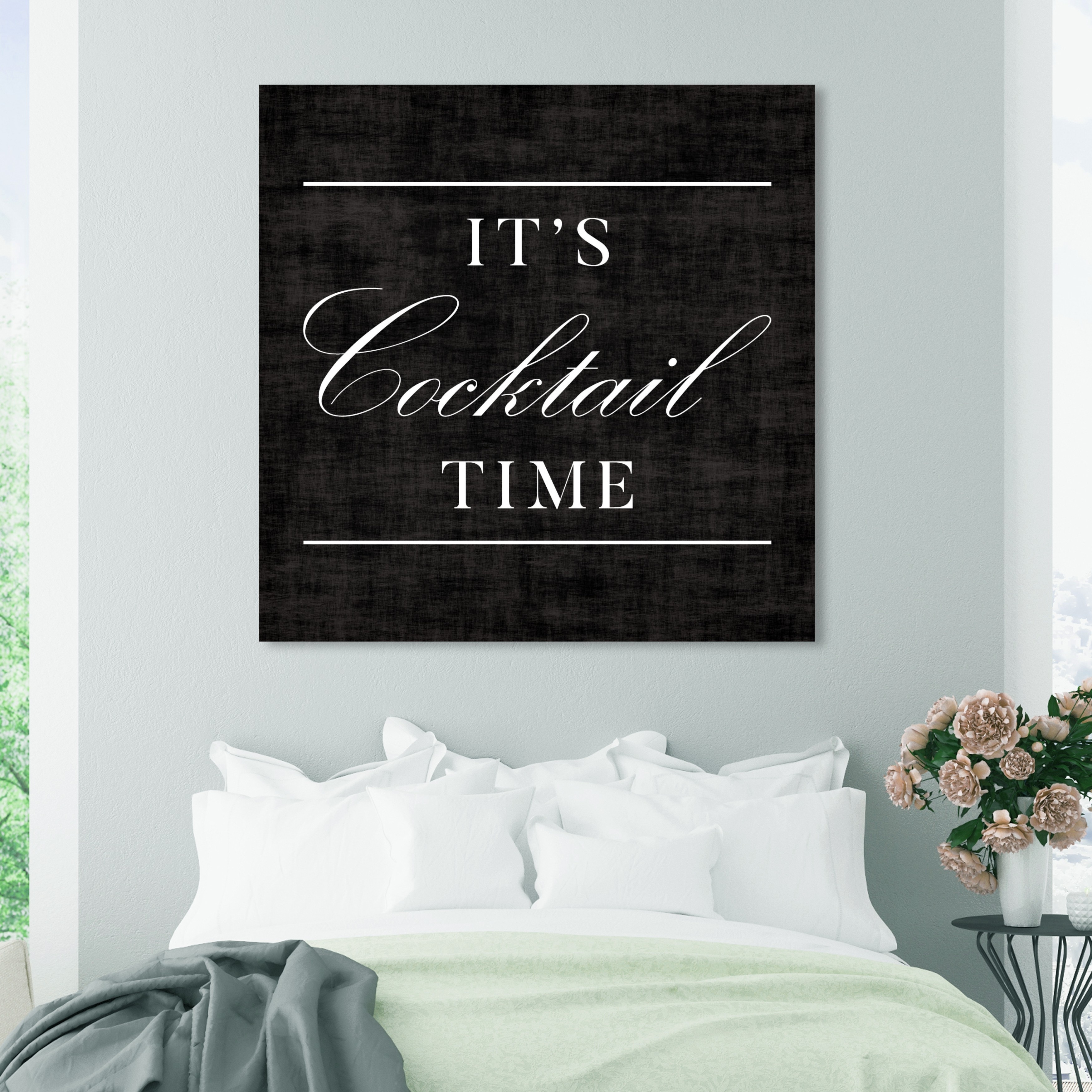 Oliver Gal 'Cocktail Time' Typography and Quotes Wall Art Canvas Print -  Black, White - Overstock - 13435467, image size:3500x3500