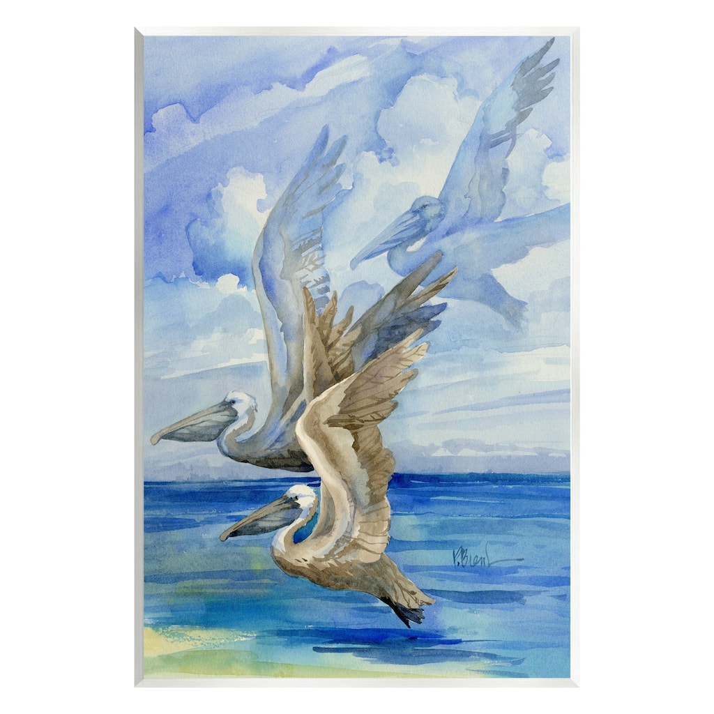 Stupell Pelicans Trio Over Ocean Shore Wall Plaque, Design By Paul Brent