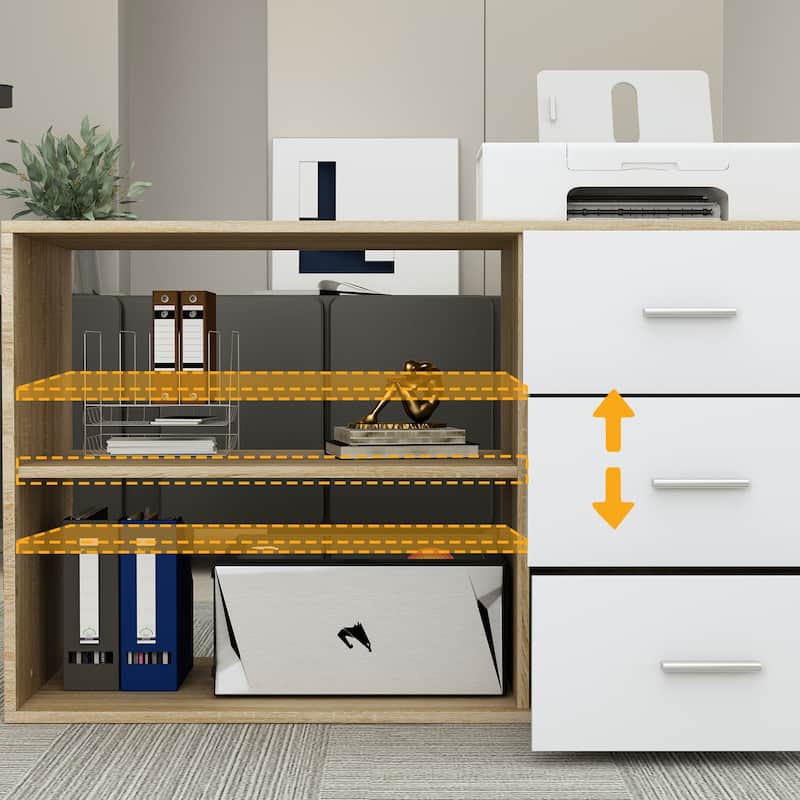 L-Shaped Computer Desk, 55.1"W Large Executive Office Desk